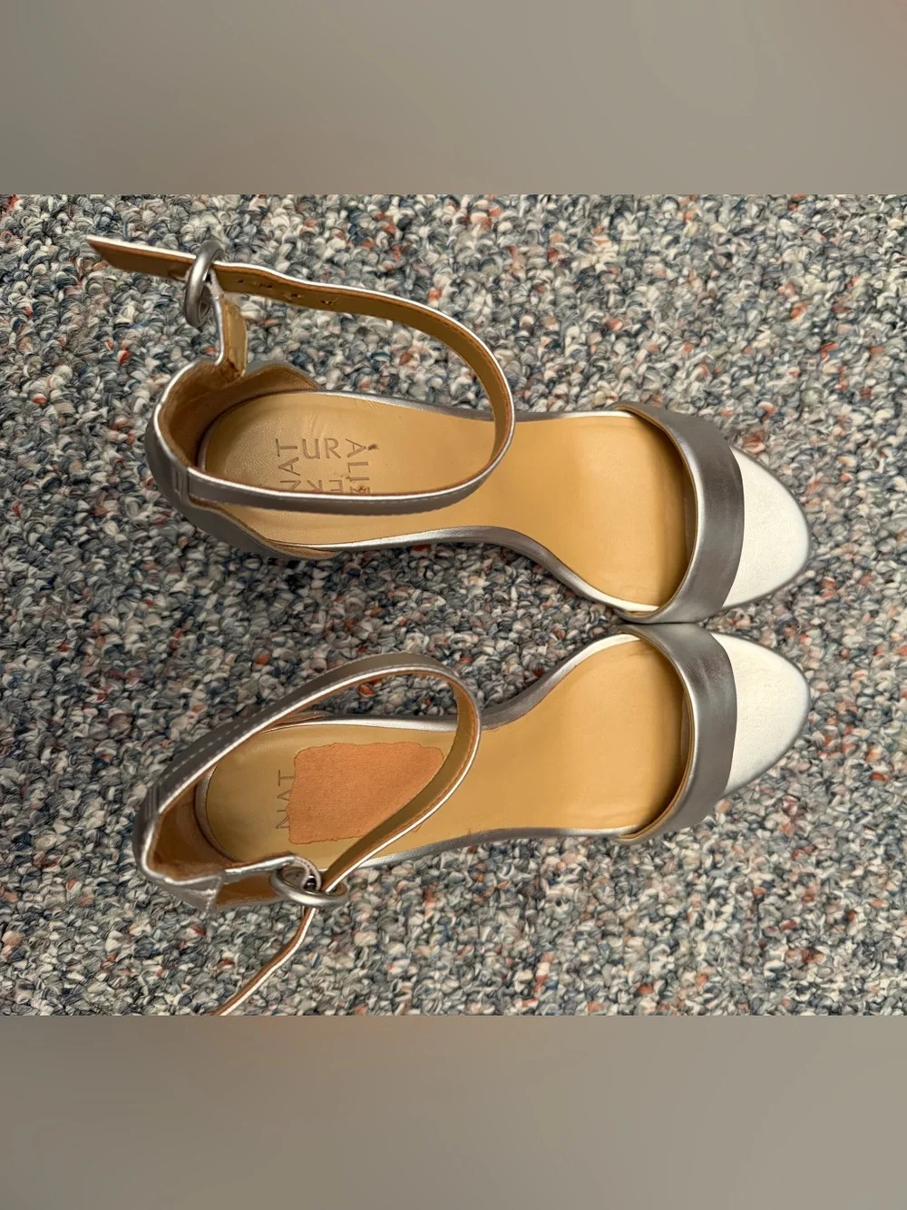 Women’s 11 wedge heels silver 3” heel